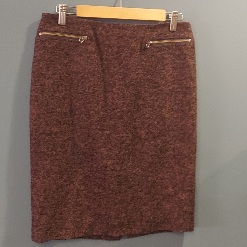 Nordstrom Collection purple black tweed skirt zipper detail Size 6